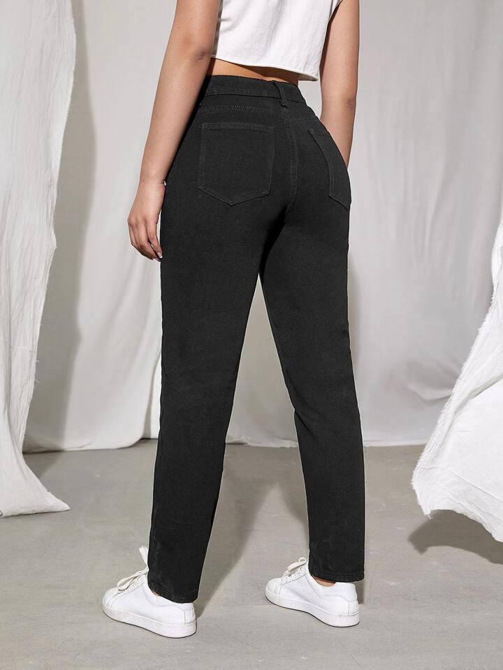 High Waist Black Mom Fit Denim Jeans